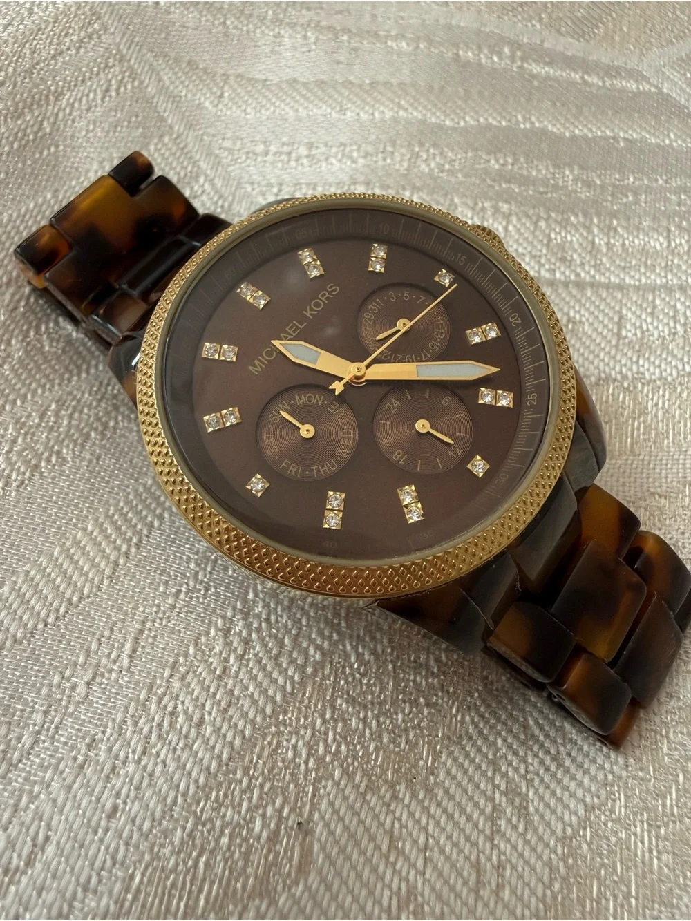 Michael Kors Tortoiseshell Brown and Gold Men’s Chronograph Watch